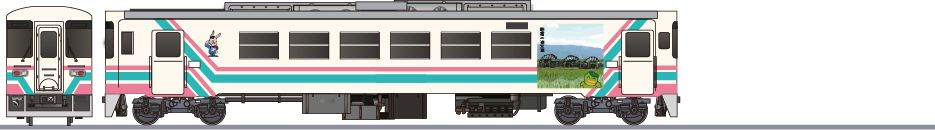 甘木鉄道　AR300形AR301　「朝倉市」の側面イラスト