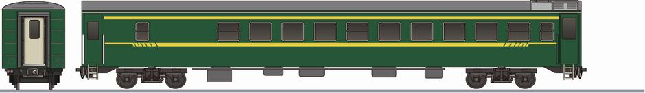 中国鉄路　RW25K形　客車(China Railway RW25)の側面イラスト