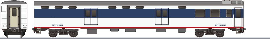 中国鉄路　XL25T形　客車　広州色(China Railway XL25T)の側面イラスト