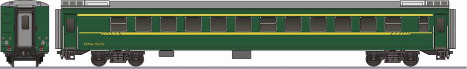 中国鉄路　YZ25G形　座席車(China Railway YZ25G)の側面イラスト