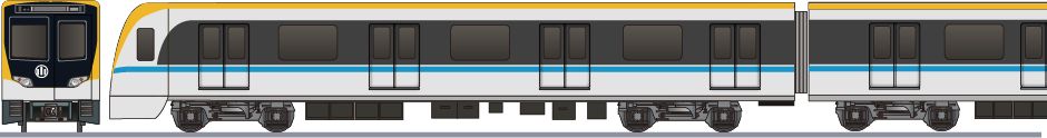 中華高鉄　B型車 (China Rapid Metro Type B Car)の側面イラスト