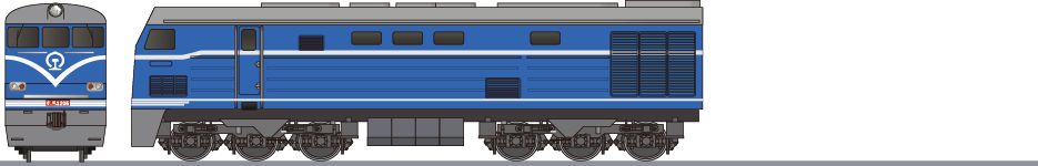 中国鉄路　DF3形　「東風3」　広茂線色 (China Rail DF3)の側面イラスト