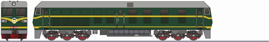 中国鉄路　DF4B形6225　「東風4B」 (China Rail DF4B)の側面イラスト