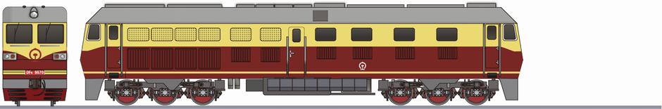中国鉄路　DF4B形9570　試験塗装 (China Rail DF4B)の側面イラスト