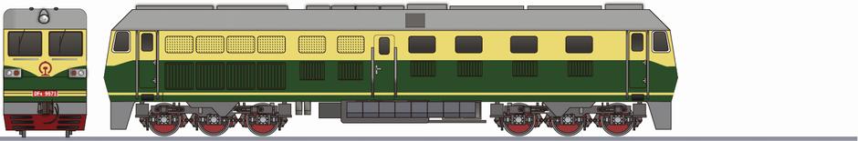 中国鉄路　DF4B形9571　試験塗装 (China Rail DF4B)の側面イラスト