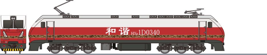 中国鉄路　HXD1D形　「絲路夢享号」(China Railway HXD1D)の側面イラスト