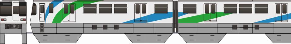 重慶モノレール　2号線　QKZ2型(Chongqing　Rail　Transit　QKZ2)の側面イラスト