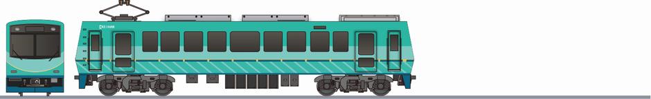 叡山電鉄　デオ700系711　リニューアルの側面イラスト