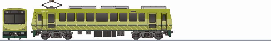 叡山電鉄　デオ700系712　リニューアルの側面イラスト