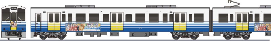 えちぜん鉄道　MC7000形　「駅メモふくい旅」2024の側面イラスト