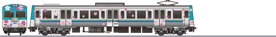 岳南電車　7000形7001　「ジヤトコ芝桜トレイン」2021の側面イラスト