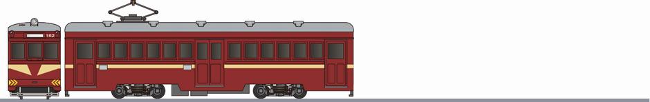 阪堺電気軌道　モ161形162　筑鉄赤電色の側面イラスト