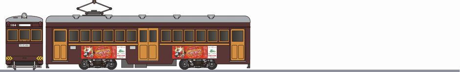 阪堺電気軌道　モ161形　「文豪ストレイドッグス」の側面イラスト