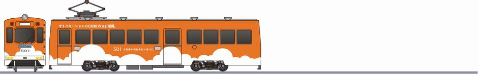 阪堺電気軌道　モ501形　「オムロン」1981の側面イラスト