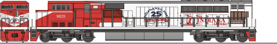 インディアナ鉄道　SD90MAC形　25周年塗装(Indiana Railroad SD90MAC)の側面イラスト