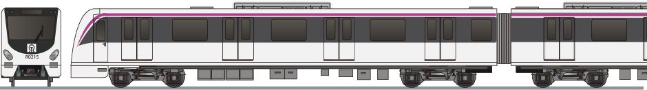 済南地下鉄　1号線　B型車(Jinan Metro Line 1 Car)の側面イラスト