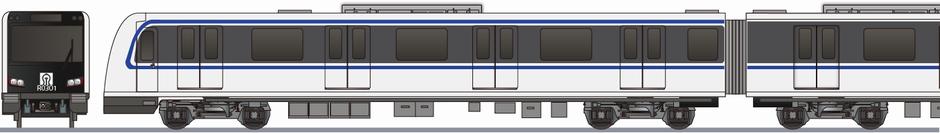 済南地下鉄　3号線　B型車(Jinan Metro Line 3 Car)の側面イラスト