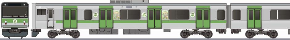 JR東日本 E235系0番台 「山手線環状運転100周年 205系風塗装」の側面イラスト