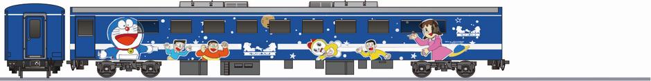 JR北海道　50系オハ51形5000番台　「ドラえもん海底列車」2000の側面イラスト