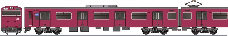 JR西日本　103系3500番台　播但線色の側面イラスト
