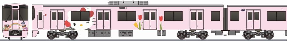 京王電鉄　9000系　「サンリオトレイン」の側面イラスト