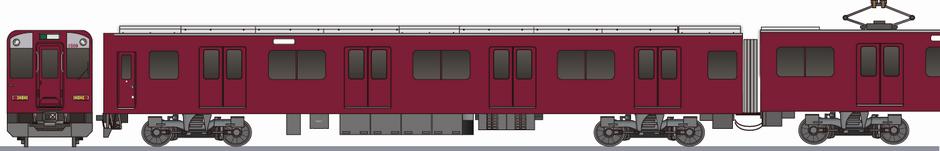 近畿日本鉄道　1400系　初期色の側面イラスト