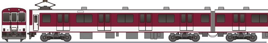 近畿日本鉄道　6800系モ6850形の側面イラスト
