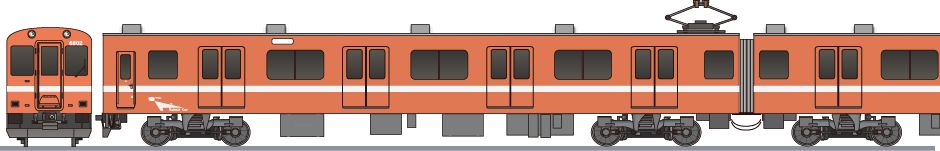 近畿日本鉄道　6800系　ラビットカー色の側面イラスト