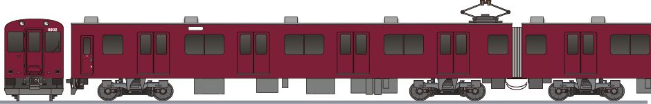 近畿日本鉄道　6800系　初期色の側面イラスト
