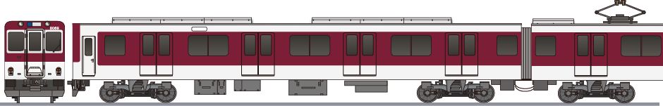 近畿日本鉄道 8000系 アルミ車体試作車の側面イラスト