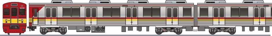 KRLコミューターライン　8000系　旧塗装（KRL Commuterline 8000）の側面イラスト