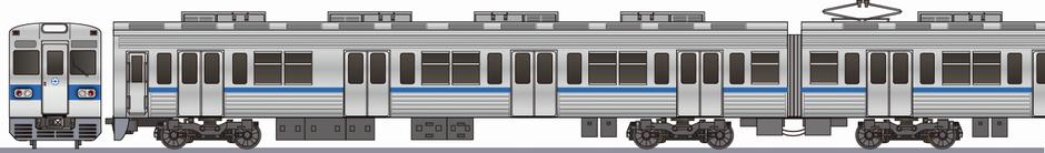 熊本電鉄　6000系　青帯の側面イラスト