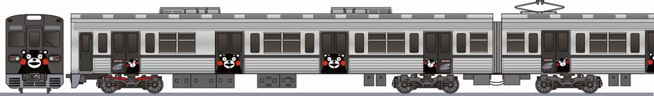 熊本電鉄　6000系　「くまモン電車」の側面イラスト