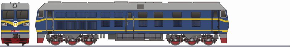 羅府鉄道　DF4B形7786(Luofu Company DF4B)の側面イラスト