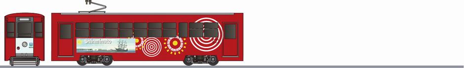 万葉線　デ7060形　「高岡市・新湊市」2002の側面イラスト