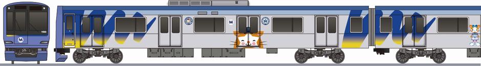 横浜高速鉄道（みなとみらい線）　Y500系　「横浜DeNAベイスターズ」2014の側面イラスト