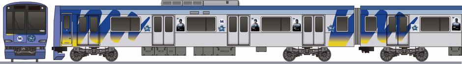 横浜高速鉄道（みなとみらい線）　Y500系　「横浜DeNAベイスターズ」2020の側面イラスト