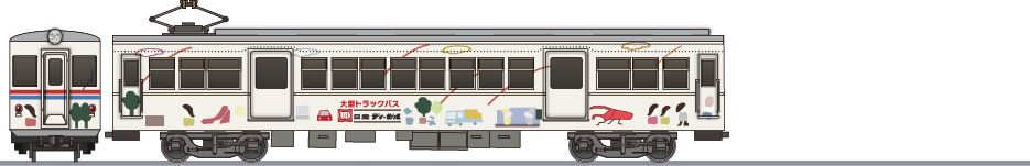 水間鉄道　500系　「日産ディーゼル」の側面イラスト