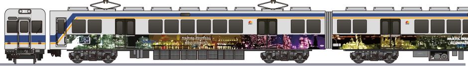 南海電鉄　2200系　「走る！工場夜景」の側面イラスト