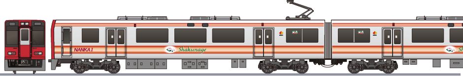 南海電鉄　2300系　「シャクナゲ」の側面イラスト