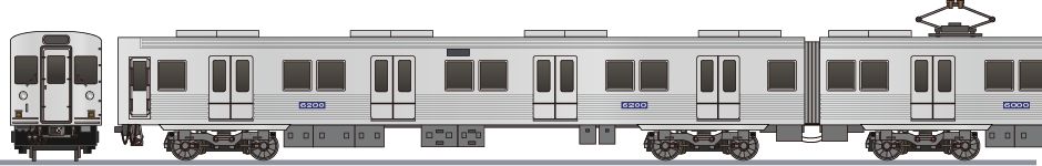 南海電鉄　6200系　旧塗装の側面イラスト