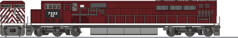 ノーフォーク・サザン鉄道 NS70形7332(NS Railway NS70)の側面イラスト