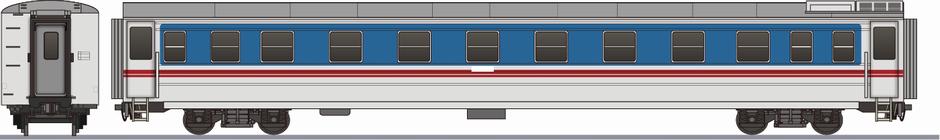 北朝鮮鉄道省　一般形客車　国際列車色(North Korea Rail Standard Wagon)の側面イラスト