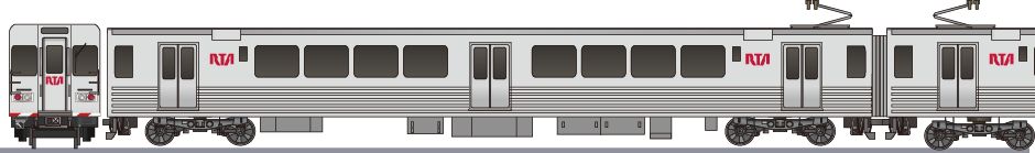 クリーブランド地下鉄　300番代（RTA Rapid Transit 300)の側面イラスト