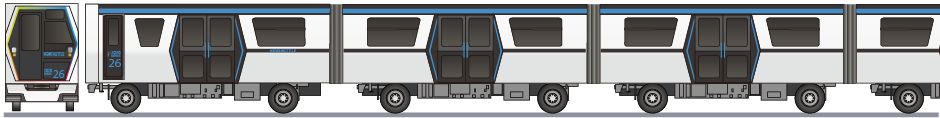 埼玉新都市交通・ニューシャトル　2020系26編成　「ハッピーレインボートレイン」の側面イラスト