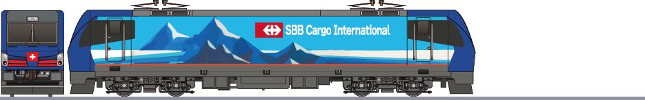 スイス連邦鉄道　193形　新塗装　青（SBB Cargo 193）の側面イラスト