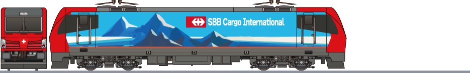 スイス連邦鉄道　193形　新塗装　赤（SBB Cargo 193）の側面イラスト