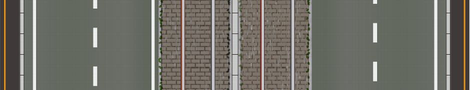 線路　路面電車　2線の側面イラスト