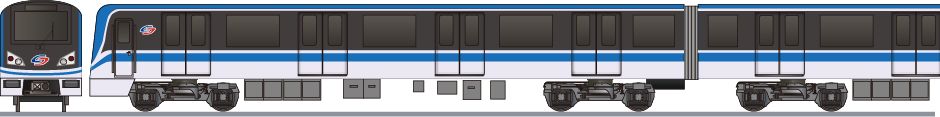 蘇州軌道交通　4号線　B型(Suzhou Rail Transit Line4 Type B Car)の側面イラスト