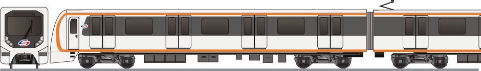 蘇州軌道交通　7号線　PM101型(Suzhou Rail Transit Line7 PM101)の側面イラスト